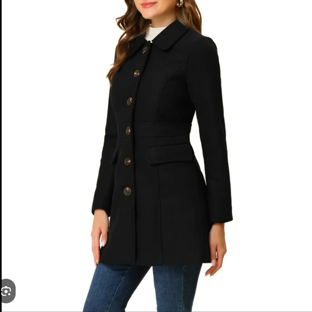 Allegra K Black Trench Coat for Women